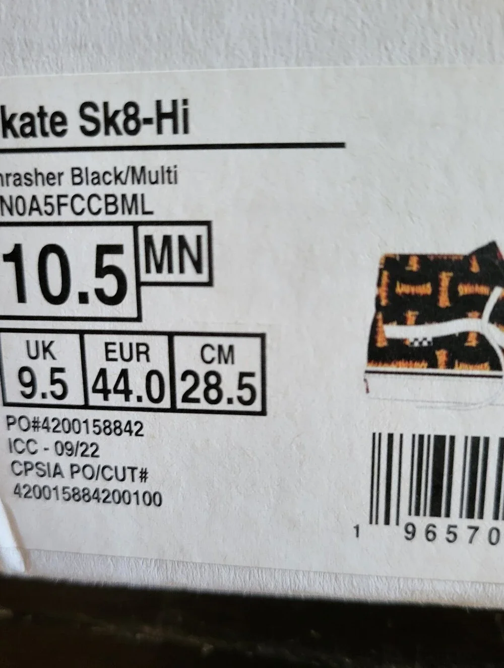 *NEW* Vans Old Skool Sk8 Hi Thrasher Flame VN0A5FCCBML Size Men 10.5 Skate Shoes